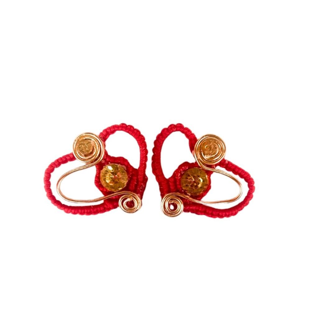 Μακραμέ Σκουλαρίκια Καρδιές