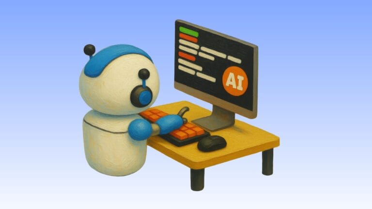 AI robot writes on PC